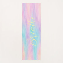 Pastel Watercolor "Breathe" Yoga Mat