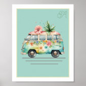Pastel Watercolor Bus Kinderzimmer Poster (Vorne)