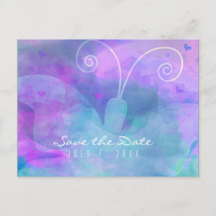 Pastel Watercolor Butterfly Party Save the Date Ankündigungspostkarte
