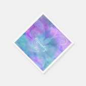 Pastel Watercolor Butterfly Personalisiertes Party Serviette (Ecke)