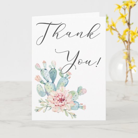 Pastel Watercolor Cactus Vielen Dank Karte (Gelbe Blume)