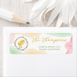 Pastel Watercolor Chick And Wreath Cute Easter