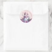 Pastel Watercolor Christmas Snowman Runder Aufkleber (Tasche)