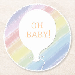 Pastel Watercolor Custom Text Babydusche Oh Baby Runder Pappuntersetzer