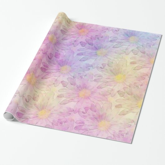 Pastel Watercolor Daisies Geschenkpapier (Ungerollt)