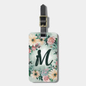 Pastel Watercolor Daisy & Rose Mit Monogramm Gepäckanhänger (Vorderseite vertikal)