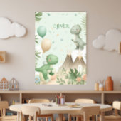Pastel Watercolor Dino Kids Nursery Art Poster