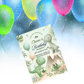 Pastel Watercolor Dino Party Birthday Einladung