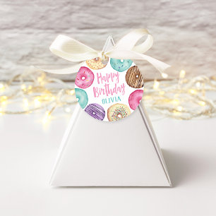 Pastel Watercolor Donut Personalisiert Geburtstag Geschenkanhänger