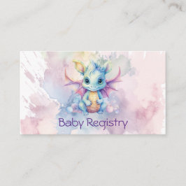 Pastel Watercolor Dragon Girl Baby Registry Begleitkarte
