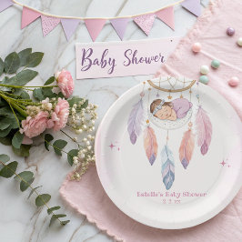 Pastel Watercolor Dreamcatcher Babydusche Pappteller