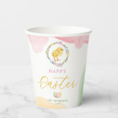 Pastel Watercolor Easter Wreath With Yellow Chick Pappbecher (Vorderseite)