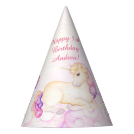 Pastel Watercolor Einhorn und Balloons Geburtstag Partyhütchen