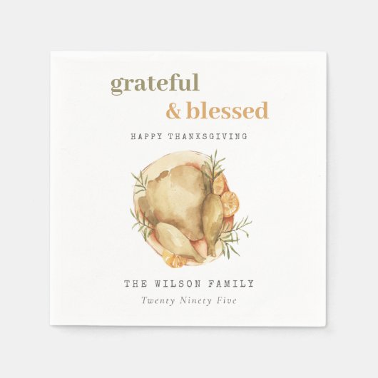 Pastel Watercolor Elegante Türkei Erntedank Serviette (Vorderseite)