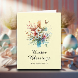 Pastel Watercolor Elegantes Kreuz Christliches Ost Karte