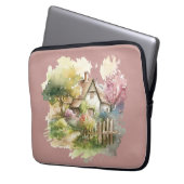 Pastel Watercolor Englische Hütte Laptopschutzhülle (Vorderseite Links)