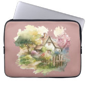 Pastel Watercolor Englische Hütte Laptopschutzhülle (Vorderseite)