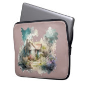 Pastel Watercolor Englische Hütte Laptopschutzhülle (Vorderseite Links)