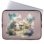 Pastel Watercolor Englische Hütte Laptopschutzhülle (Vorderseite)