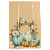 PASTEL WATERCOLOR FALL AUTUMN BLUME & PUMPKINS MITTLERE GESCHENKTÜTE (Rückseite)