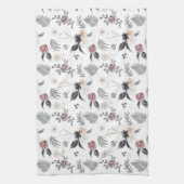 Pastel Watercolor Farbige Rose Grau Blätter Geschirrtuch (Vertikal)