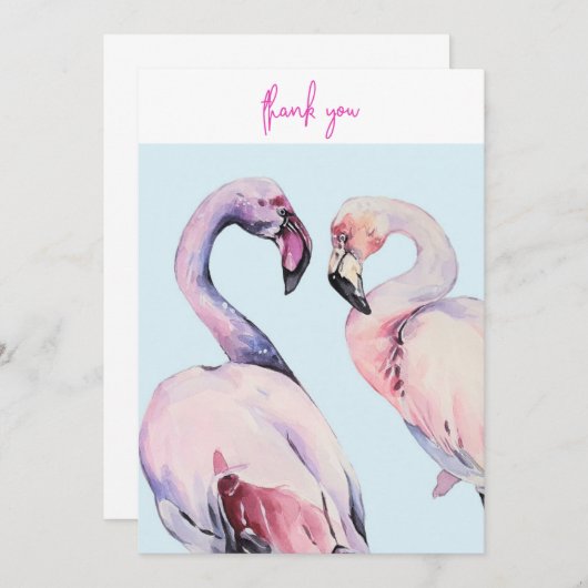 Pastel Watercolor Flamingo Dankeskarte (Vorne/Hinten)