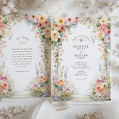 Pastel Watercolor Floral Arch Wedding Einladung