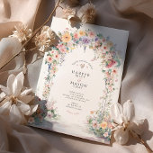 Pastel Watercolor Floral Arch Wedding Einladung