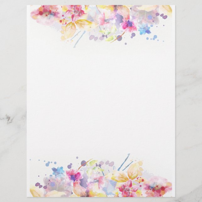 Pastel Watercolor Floral Briefbogen (Vorderseite)