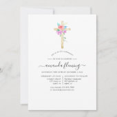 Pastel Watercolor Floral Confirmation Einladung (Vorderseite)