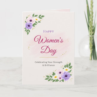 Pastel Watercolor Floral Corners Happy Women's Day Feiertagskarte
