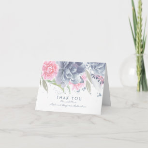 Pastel Watercolor Floral Elegant Wedding Vielen Da Dankeskarte
