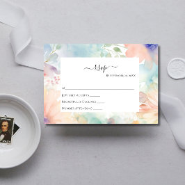 Pastel Watercolor Floral Elegante Wedding RSVP Car Einladung