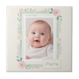 Pastel Watercolor Floral Empty Photo Frame Fliese
