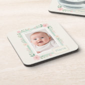 Pastel Watercolor Floral Empty Photo Frame Getränkeuntersetzer (Linke Seite)