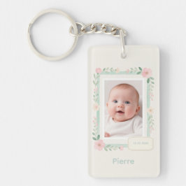 Pastel Watercolor Floral Empty Photo Frame Schlüsselanhänger