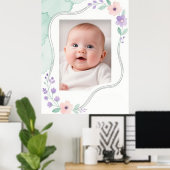 Pastel Watercolor Floral Empty Wavy Frame Poster (Heimbüro)