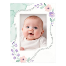 Pastel Watercolor Floral Empty Wavy Frame