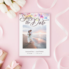 Pastel Watercolor Floral Foto Hochzeit Save The Date