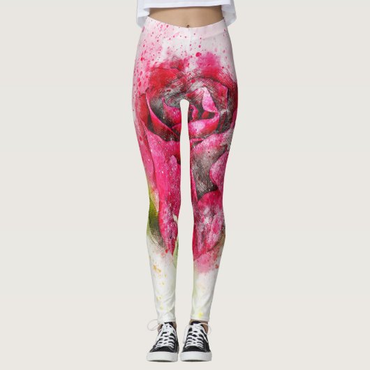 Pastel Watercolor Floral Leggings (Vorderseite)