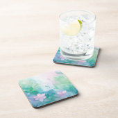 Pastel Watercolor Floral Monogram Coasters Getränkeuntersetzer (Rechte Seite)