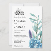 Pastel Watercolor Floral Muslim Hochzeit Einladung (Vorderseite)
