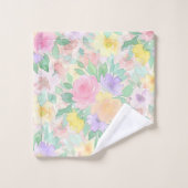 Pastel Watercolor Floral Pattern – Soft Spring  Badhandtuch Set (Waschlappen)
