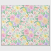 Pastel Watercolor Floral Pattern – Soft Spring  Geschenkpapier (Flach)