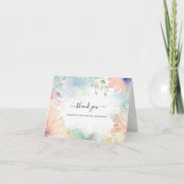 Pastel Watercolor Floral Wedding Danke Karte