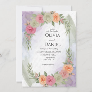 Pastel Watercolor Floral Wedding Einladung