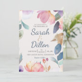 Pastel Watercolor Floral Wedding Einladung (Stehend Vorderseite)
