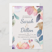 Pastel Watercolor Floral Wedding Einladung (Vorne/Hinten)