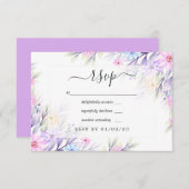 Pastel Watercolor Floral Wedding RSVP Karte (Vorne/Hinten)