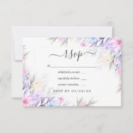 Pastel Watercolor Floral Wedding RSVP Karte